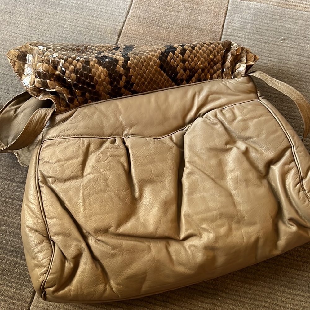 Handbag Real Genuine Python And Leather 14”X12”, … - image 6